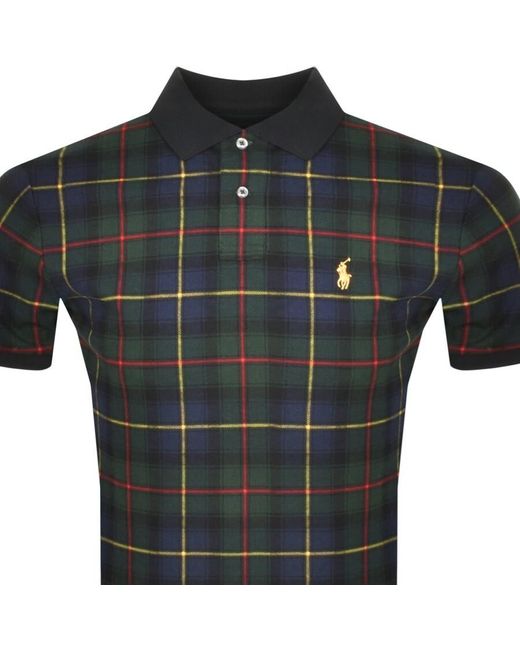 Ralph Lauren Black Tartan Polo T Shirt for men