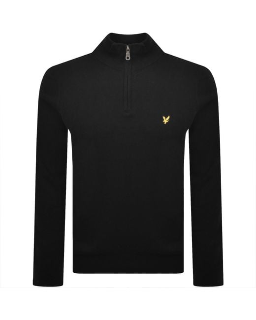 Lyle & Scott Black Quarter Zip Knitted Jumper for men