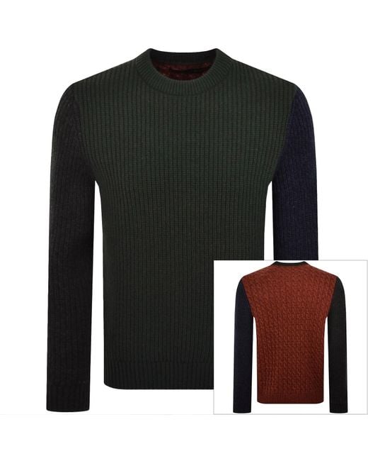 Barbour Black X Paul Smith Cable Knit Jumper for men