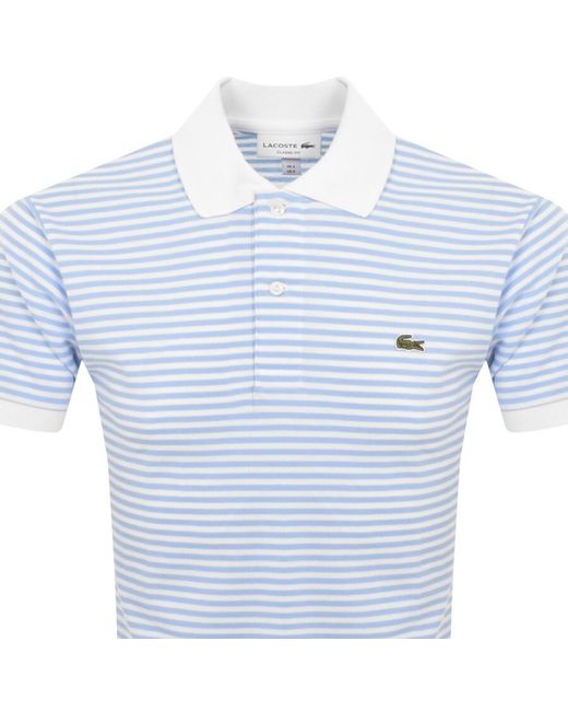 Lacoste Blue Short Sleeved Stripe Polo T Shirt for men