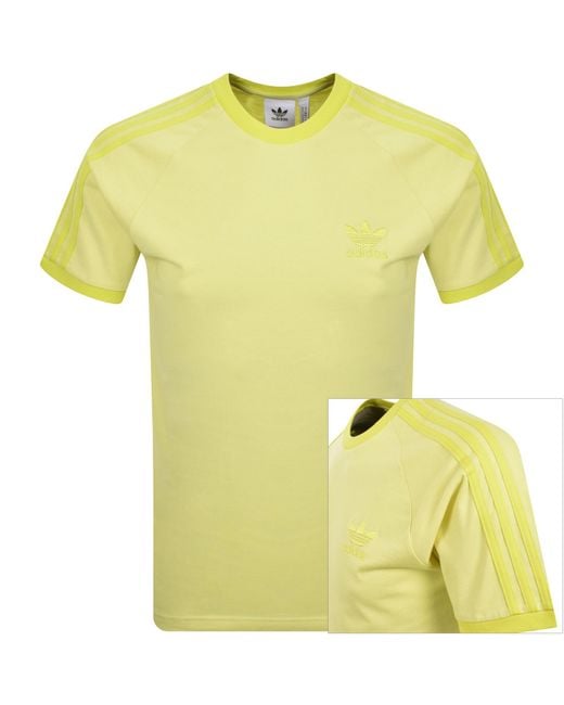 Adidas Originals Yellow 3 Stripes T Shirt for men