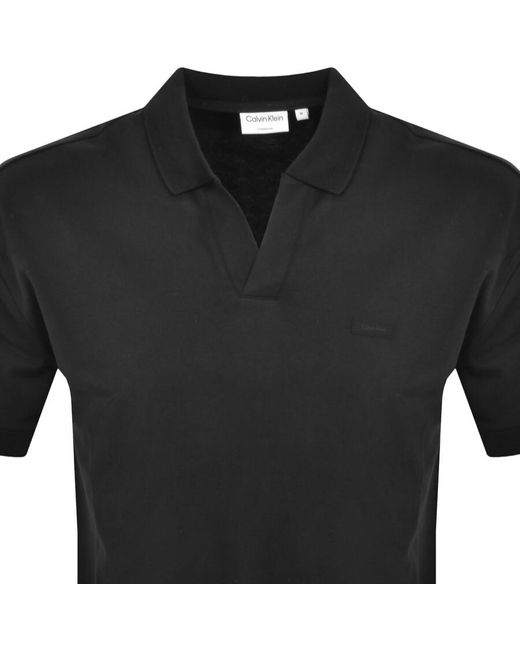 Calvin Klein Black Open Placket Polo T Shirt for men