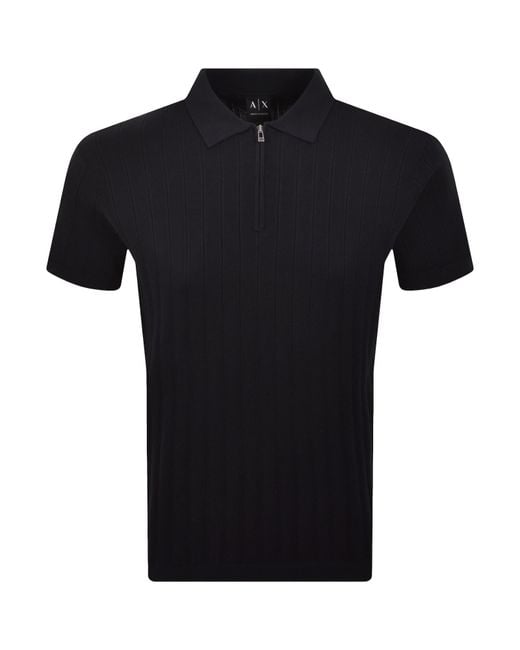 ARMANI EXCHANGE Black Knit Polo Jumper for men