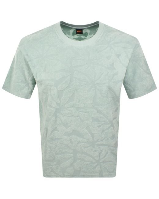 Boss Green Boss Flower Towel T Shirt Aqua for men