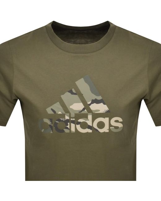 Adidas Originals Green Adidas Sportswear Logo T Shirt for men
