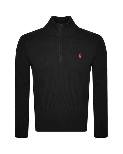 Ralph Lauren Black Half Zip Knit Jumper for men
