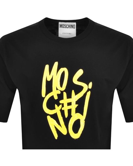 Moschino Black Short Sleeve Logo T Shirt for men