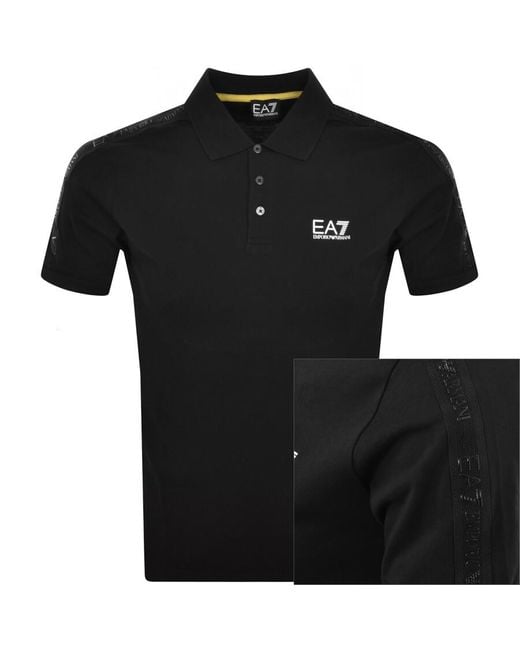 EA7 Black Emporio Armani Short Sleeved Polo T Shirt Blac for men