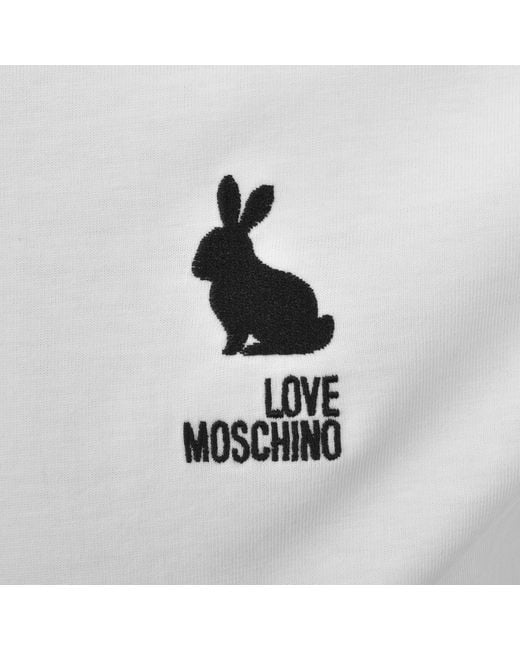 Moschino White Embroidered Logo T Shirt for men