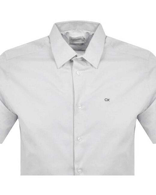 Calvin Klein Gray Short Sleeve Poplin Shirt for men