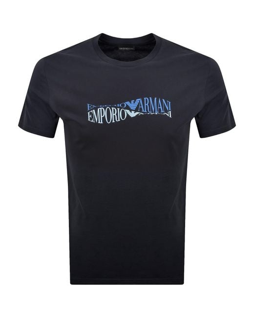 Armani Blue Emporio Logo T Shirt for men
