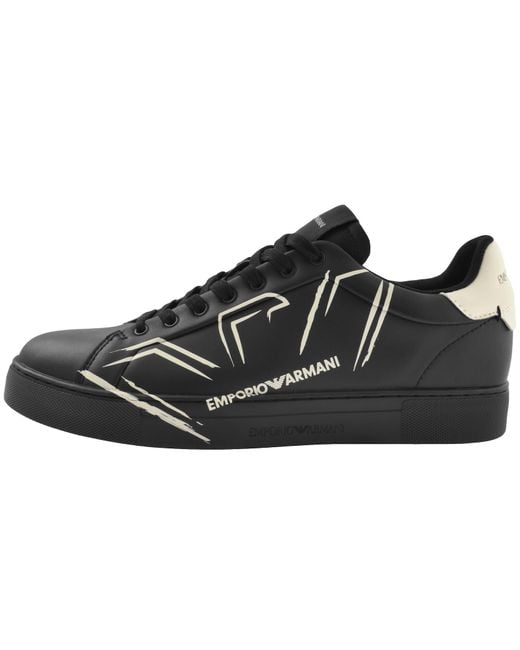 Armani Black Emporio Logo Trainers for men