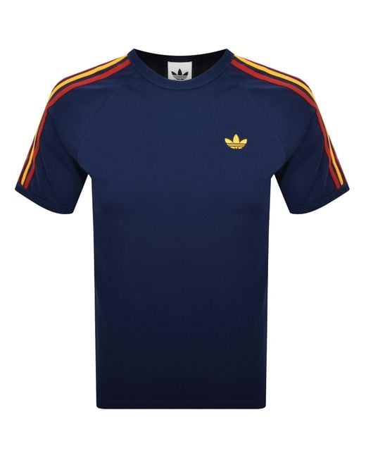 Adidas Originals Blue 3 Stripes T Shirt for men