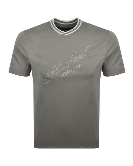 Armani Gray Emporio Logo T Shirt for men