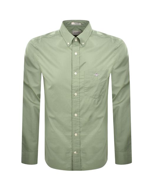 Gant Green Poplin Long Sleeved Shirt for men
