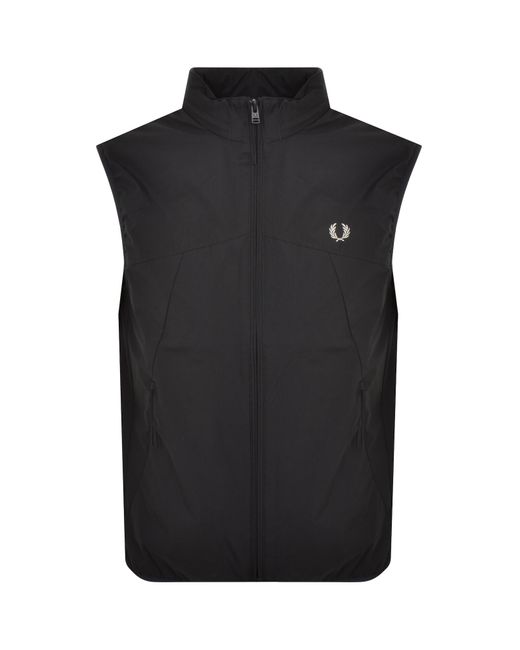 Fred Perry Black Zip Through Gilet for men