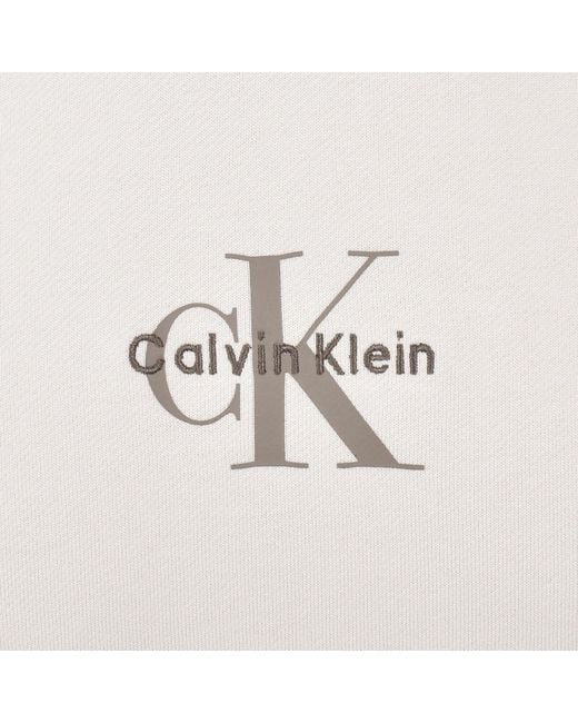 Calvin Klein White Jeans Logo Hoodie Chalk for men