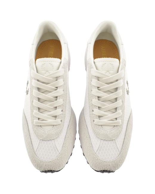 Fred Perry White Hairy Suede Trainers for men