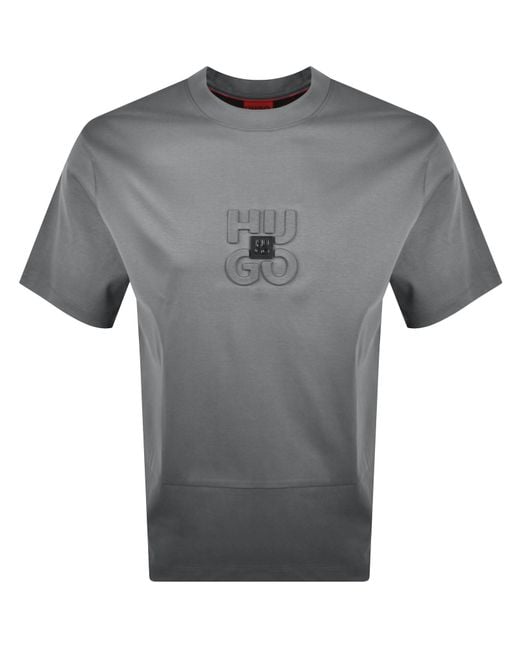 HUGO Gray Debostac Relaxed Fit T Shirt for men