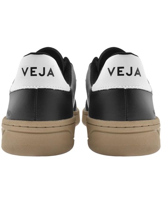 Veja Black V 12 Leather Trainers for men