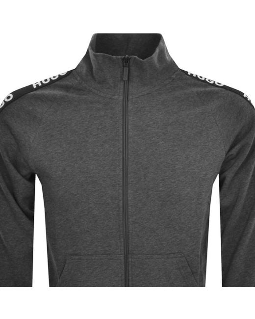 HUGO Gray Sporty Logo Zip Sweatshirt for men