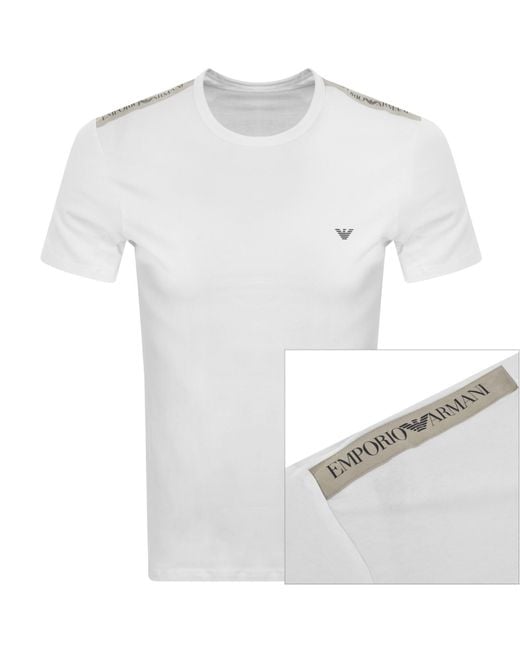 Armani White Emporio Lounge Logo T Shirt for men
