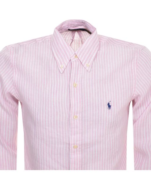 Ralph Lauren Purple Striped Long Sleeved Shirt for men