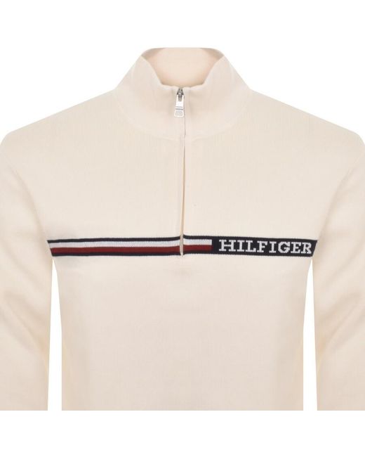 Tommy Hilfiger White Half Zip Sweatshirt for men