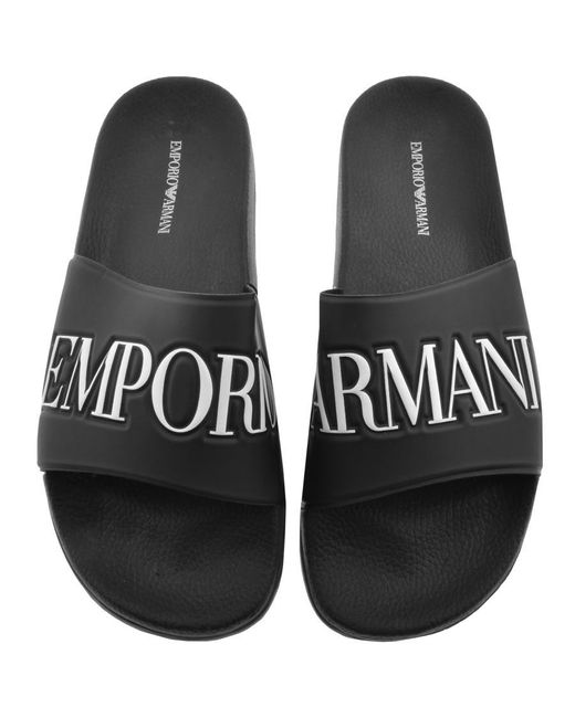 Armani Black Emporio Zadar Sliders for men