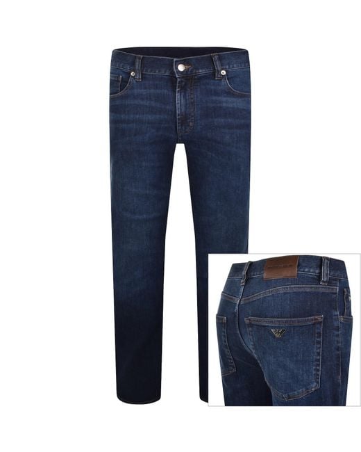 Armani Blue Emporio J76 Straight Fit Jeans Denim for men