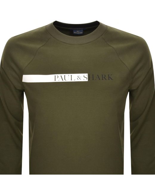 Paul & Shark Green Paul And Shark Logo Sweatshirt for men