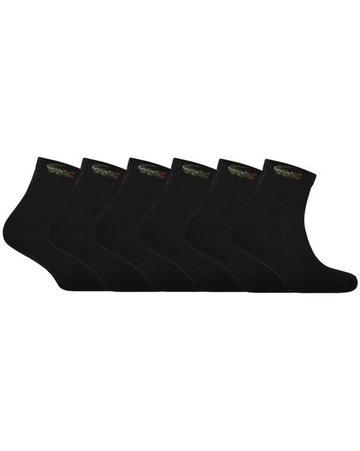 Lacoste Black 6 Pack Ankle Socks for men