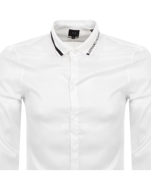 Armani Exchange White Long Sleeved Shirt for men