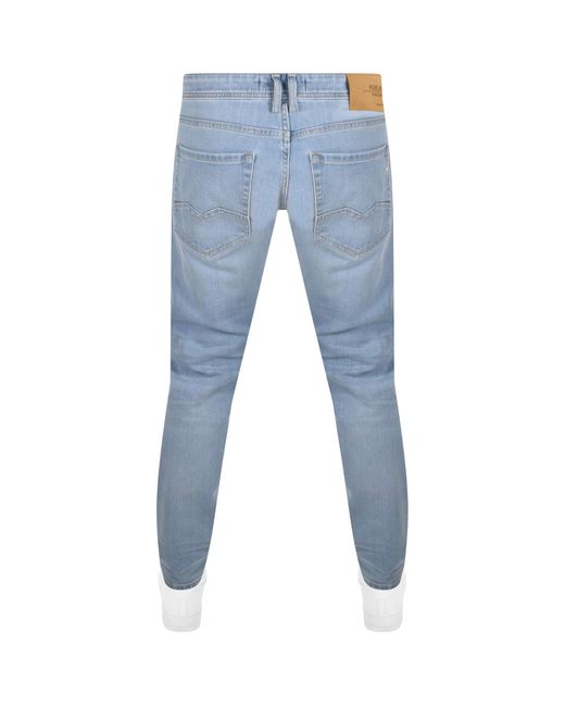 Replay Blue Comfort Fit Rocco Light Wash Jeans for men