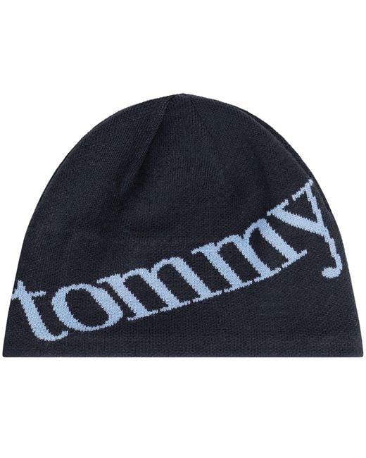Tommy Hilfiger Blue Script Skull Beanie Hat for men