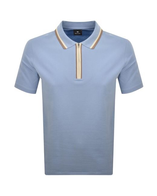 Paul Smith Blue Regular Fit Zip Polo for men