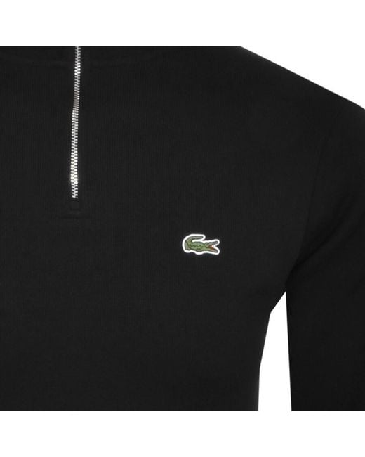 Lacoste Black Half Zip Logo Sweatshirt for men