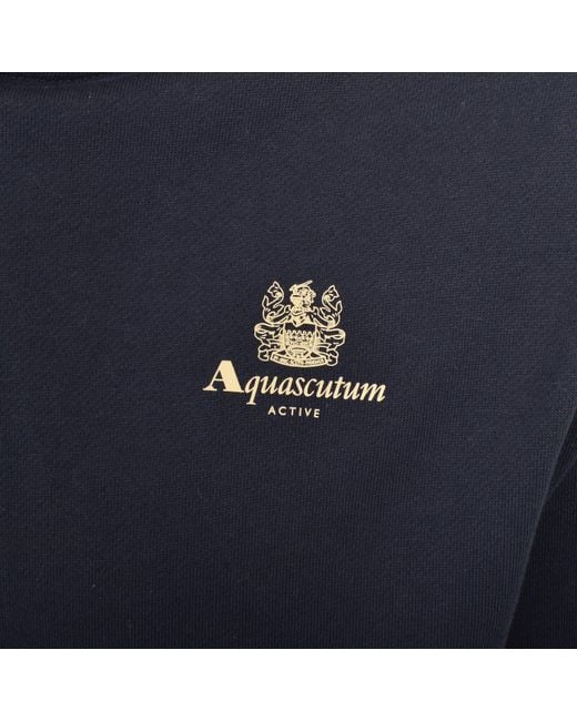 Aquascutum Blue Active Check Hoodie Fleece for men
