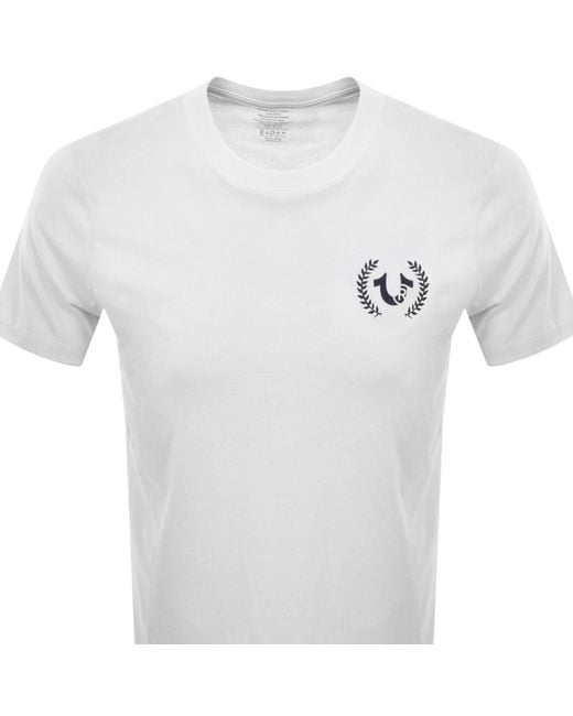 True Religion White Multi Overlap T Shirt for men