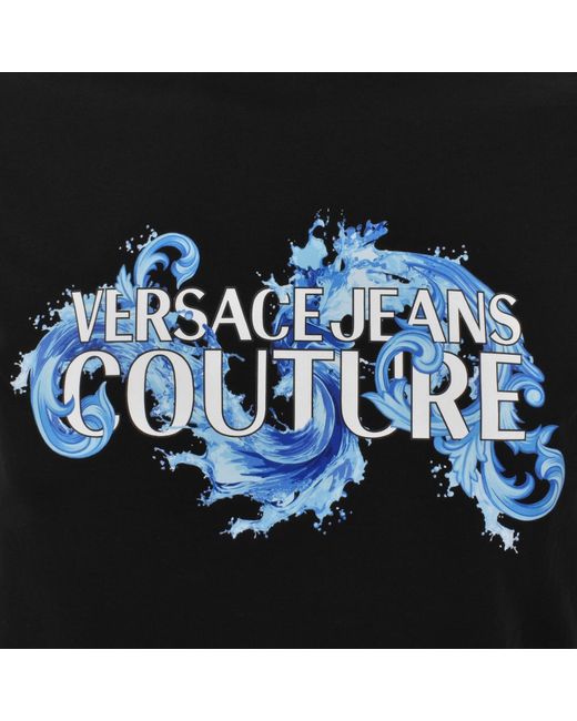 Versace Jeans Black Couture Wave Logo T Shirt for men