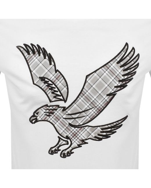 Lyle & Scott Gray Check Eagle T Shirt for men