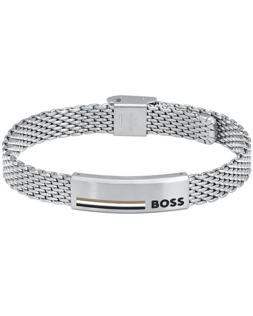 BOSS BUSINESS Metallic Boss Alen Ip Bracelet for men
