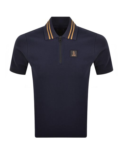 Luke 1977 Blue Throop Zip Polo T Shirt for men