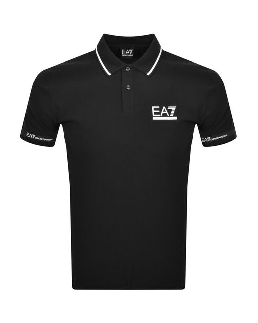 EA7 Black Emporio Armani Short Sleeved Polo Shirt for men