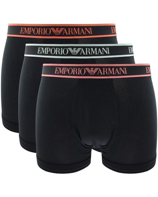 Armani Black Emporio Underwear 3 Pack Trunks for men
