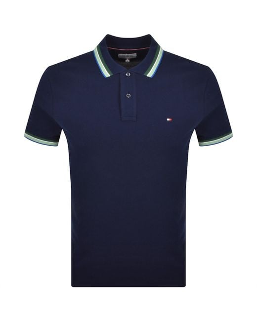 Tommy Hilfiger Blue Contrast Collar Polo T Shirt for men