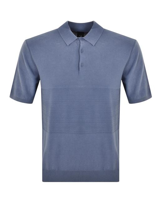 ARMANI EXCHANGE Blue Logo Knit Polo T Shirt for men