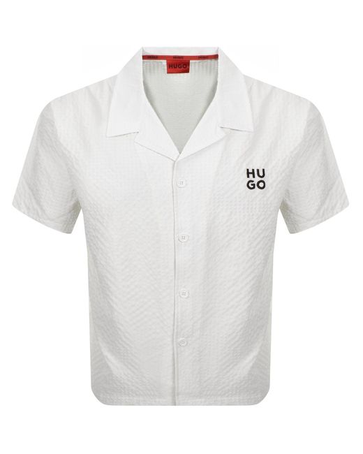HUGO White Chaffle Waffle Texture Shirt for men