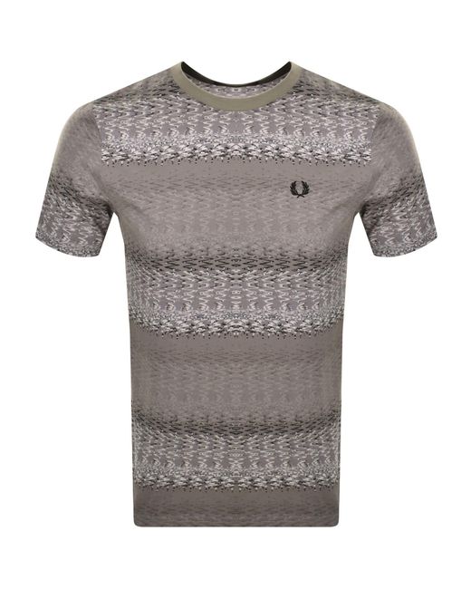 Fred Perry Gray Abstract Soundwave T Shirt for men
