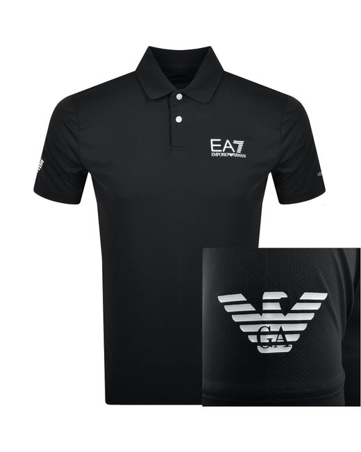 EA7 Men's Black Emporio Armani Sport Ventus 7 Polo